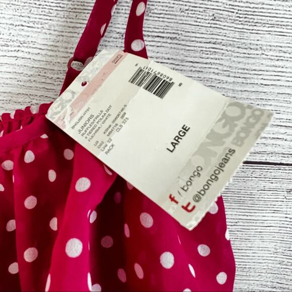 Bongo Juniors Boho Style Polka Dot Blouse Sz L - Picture 2 of 6